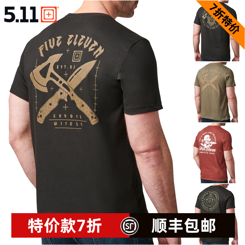 5.11战术军事主题印花圆领T恤涤棉混纺户外短袖23新款76146/76149
