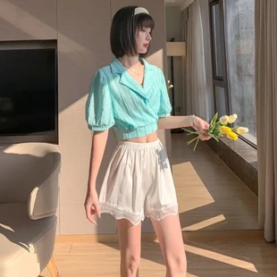夏蕾丝 居家花边短裤 保险女三分不卷边防走光可外穿睡裤 薄款 安全裤