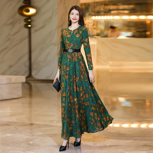 断码清仓特惠2025秋季新款显瘦裙子贵夫人时尚连衣裙长款过膝长裙