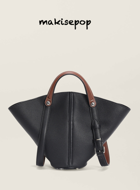 makisepop 原皮Dress-age马术包扇形菜篮子小号托特包牛皮荔枝纹