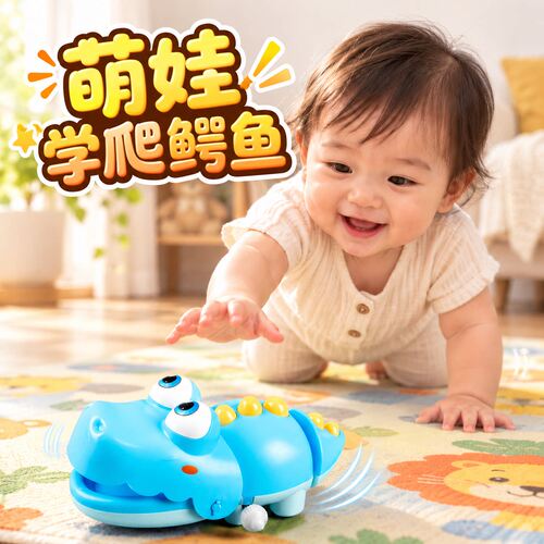 上弦发条小鳄鱼早教益智玩具