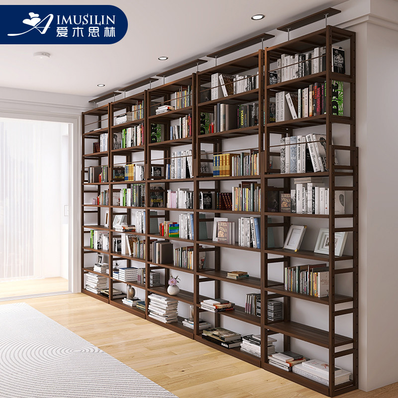 实木多层整墙顶天立地客厅书架