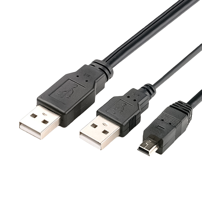 USB2.0老式移动硬盘USB数据线 适用希捷西数联想三星东芝日立 T型口 micro扁口 双头Y型电脑连接线