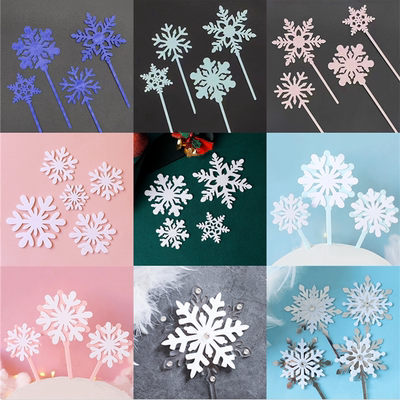 圣诞节插牌镜面银色冰雪蛋糕装饰