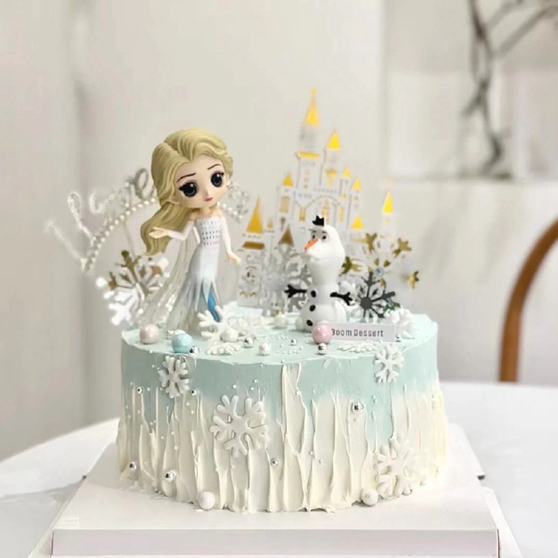 冰雪爱莎姐姐安娜妹妹玩偶装饰新款摆件雪花城堡冰雪世界艾莎女王