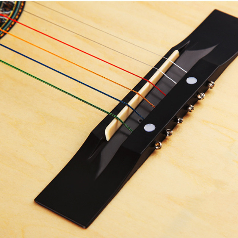 民谣吉他弦吉他彩色琴弦六根彩色wkhqfsexx1尼龙弦吉他黄铜弦