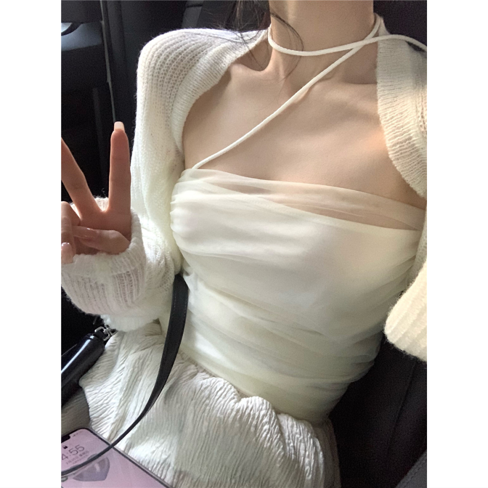 防晒针织开衫薄款女吊带裙外搭纯欲罩衫夏披肩小外套短款坎肩上衣