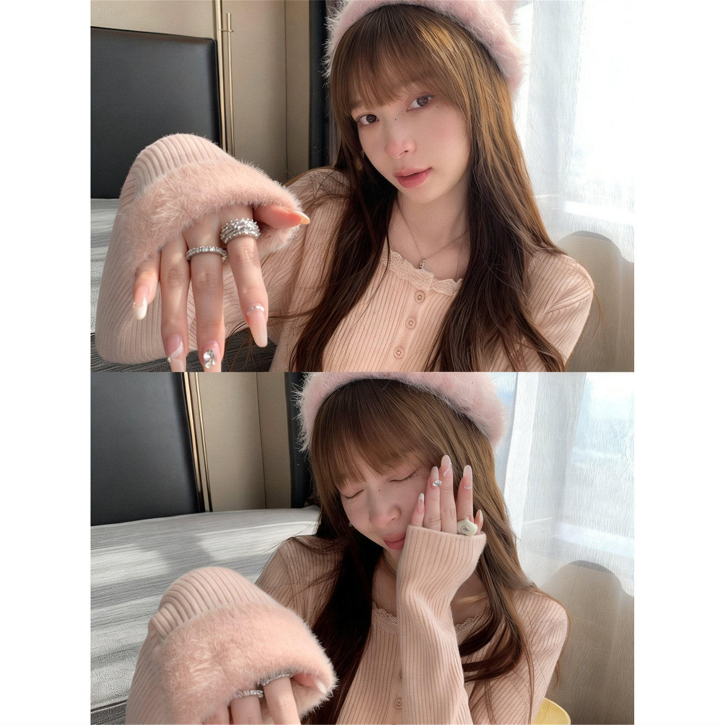 粉色内搭毛衣女秋冬季保暖加厚一体绒蕾丝花边长袖打底针织衫上衣,女装/女士精品,毛针织衫,淘宝优惠券,粉丝福利购,淘宝优惠卷