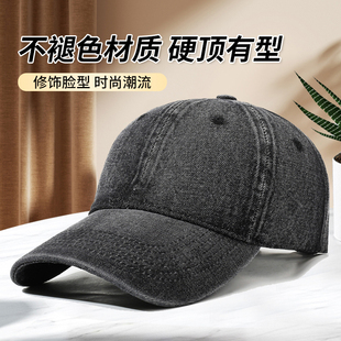 复古水洗牛仔棒球帽男女冬季高顶鸭舌帽百搭时尚潮流修饰脸型帽子