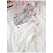 夏季 棉布触屏司机开车防滑可爱蝴蝶骑行电动车 防晒手套女学生薄款