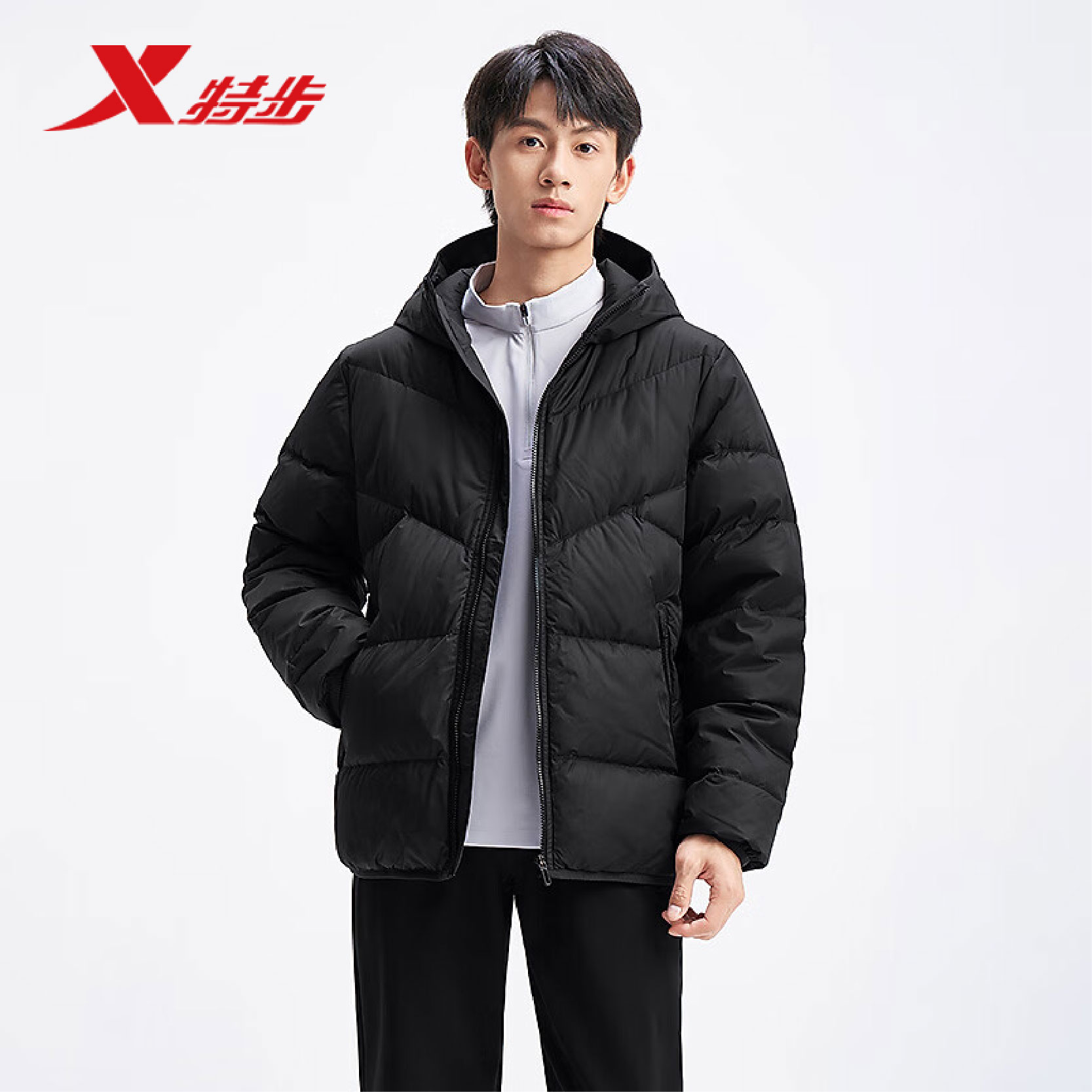 特步羽绒服男外套2025冬季新款