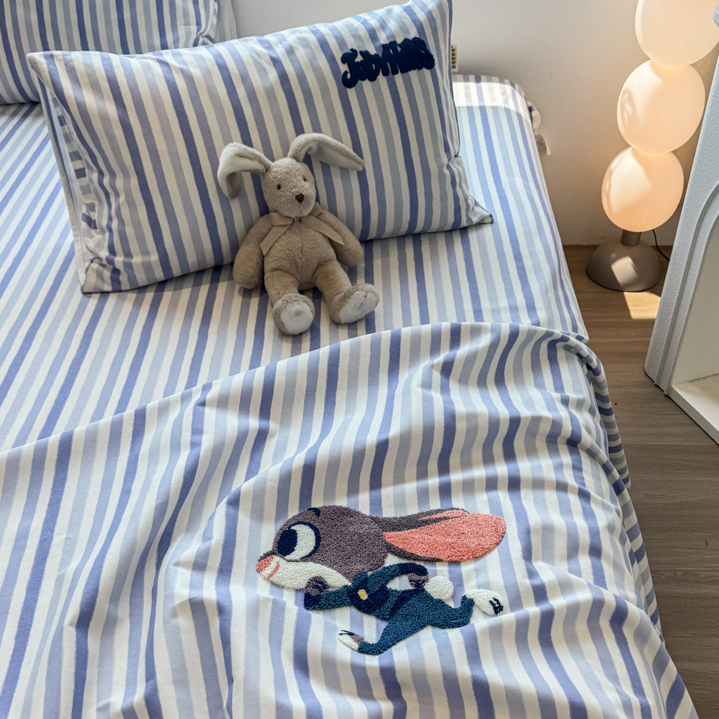 A类卡通兔子警官老粗布床单单件纯棉100全棉2025新款加厚被单枕套