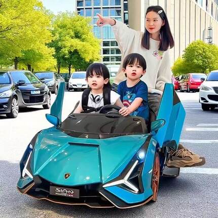 双人座兰博基尼儿童电动汽车四轮玩具可坐大人带遥控宝宝亲子跑车