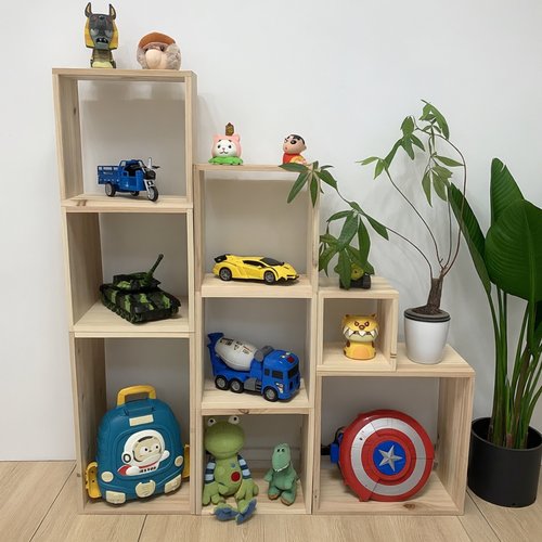 简约组合木格框无底木箱置物展示