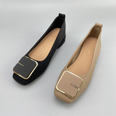 处理法式 粗低跟瓢鞋 晚晚风气质单鞋 清楚断码 女款 浅口春秋新款 35码