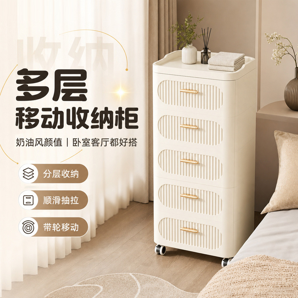 抽屉式收纳柜现代卧室加厚床头柜