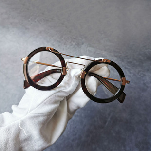 里予复古明清怀旧板材双梁文青眼镜男女通用可配镜大圆框近视镜架