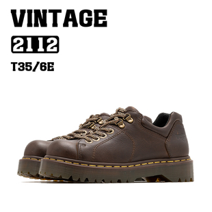 复古圆头短脸马丁鞋 BOSITU 2112中厚底6孔美式 古着系列新款 VTG