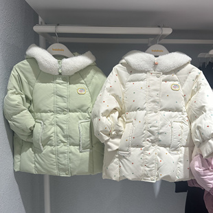 42折巴拉巴拉女童羽绒服2024冬装 201424107003 连帽外套可爱小童装