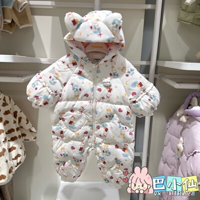巴拉巴拉男女婴童羽绒连体衣2025冬季新款连帽爬服200425120207