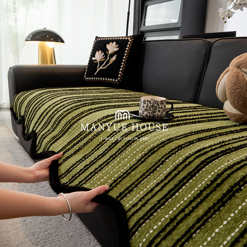 雪尼尔垫布式复古不起球盖巾