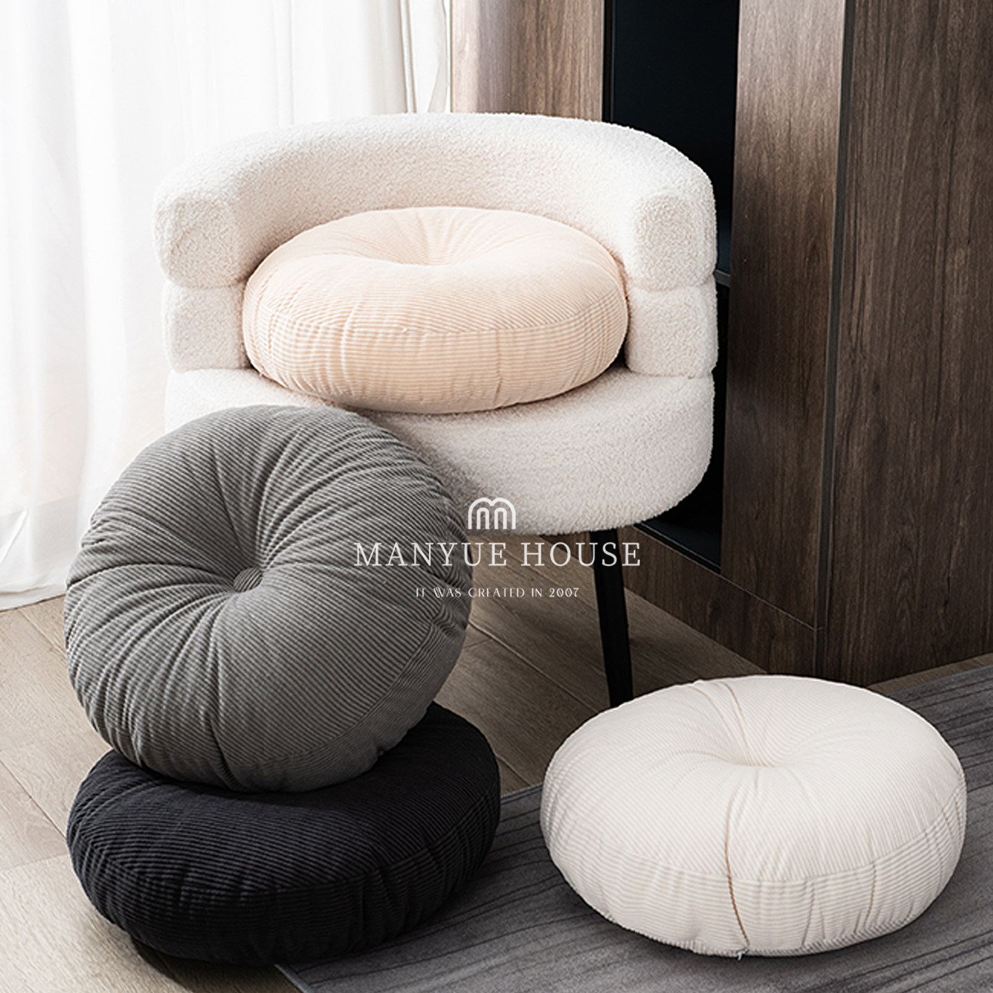 M.life 北欧灯芯绒圆形坐垫加厚蒲团垫飘窗榻榻米垫圆形坐墩椅垫,居家布艺,蒲团,淘宝优惠券,粉丝福利购,淘宝优惠卷