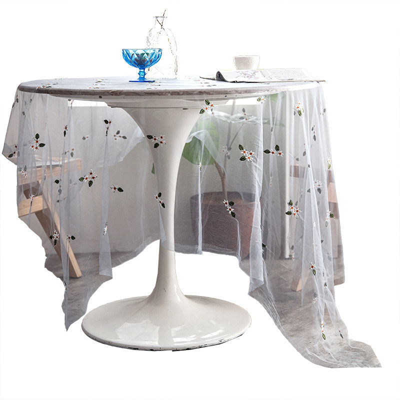 蔓越家 法式in风蕾丝镂空长餐桌布茶几垫圆桌电视柜床头台布盖布