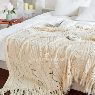 M.life 流苏沙发空调午睡毯家居床尾毯 A类高级感ins针织盖毯法式