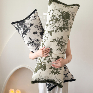 M.life 中古客厅沙发棉麻提花长条枕抱枕靠垫床头靠垫大软包靠背