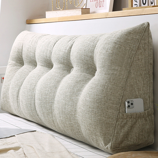 袋鼠口袋棉麻床头靠垫沙发大靠背床上靠枕可拆洗 日式 M.life Wabi