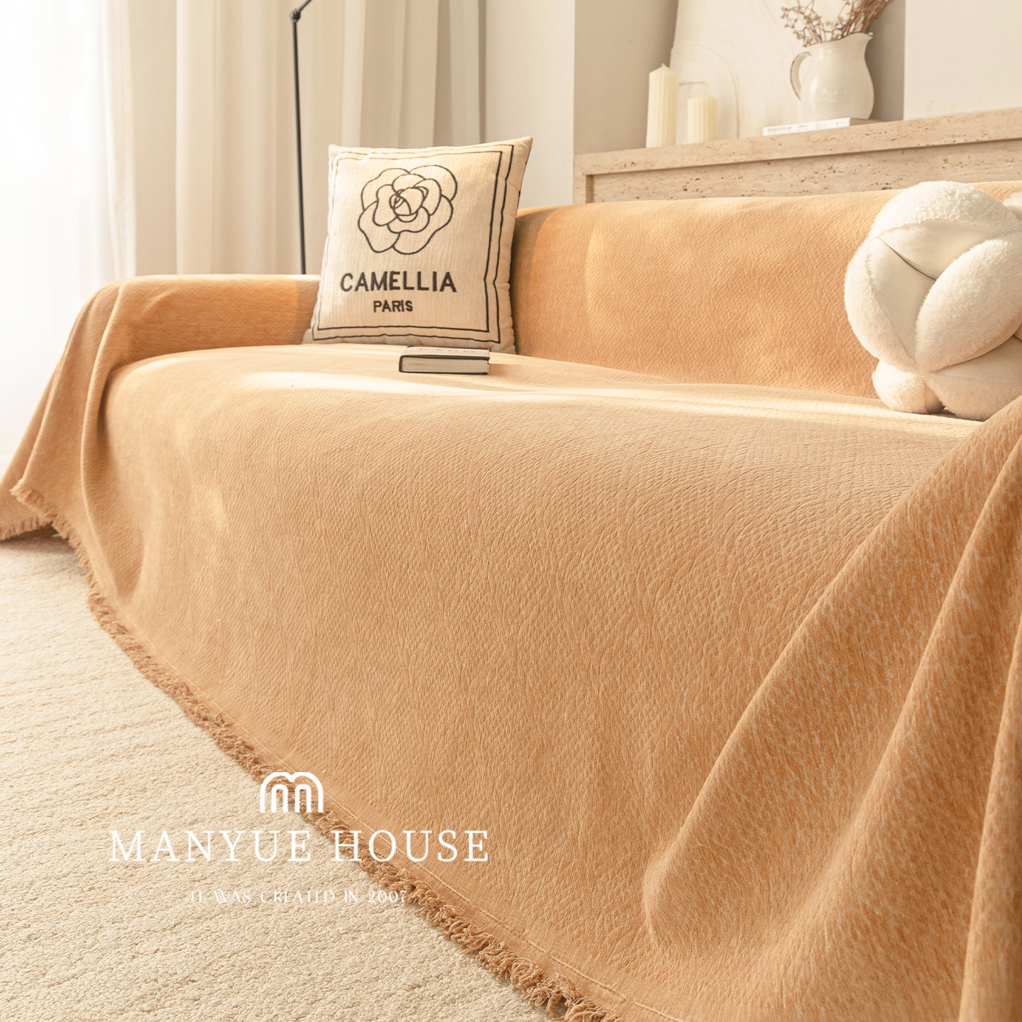 蔓越家雪尼尔沙发盖巾一片式