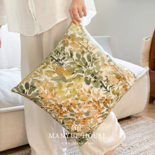 M.life 复古样板间客厅沙发抱枕靠垫雪尼尔提花腰枕靠背 莫奈花园