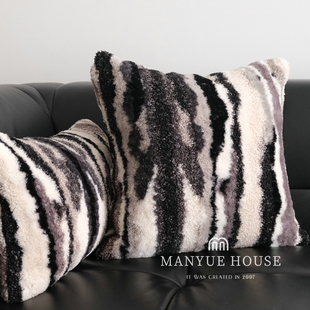 M.life 轻奢兔毛绒样板间沙发抱枕靠垫卧室床头靠枕抱枕套不含芯