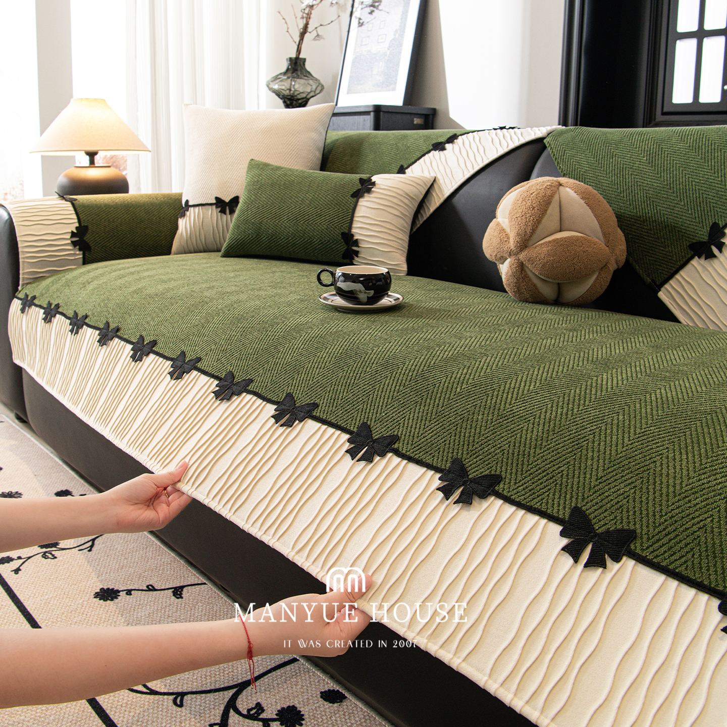 蔓越家法式雪尼尔沙发盖巾防猫抓