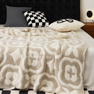 M.life 饰毛毯子 A类轻奢复古半边绒针织盖毯客厅沙发午睡毯民宿装
