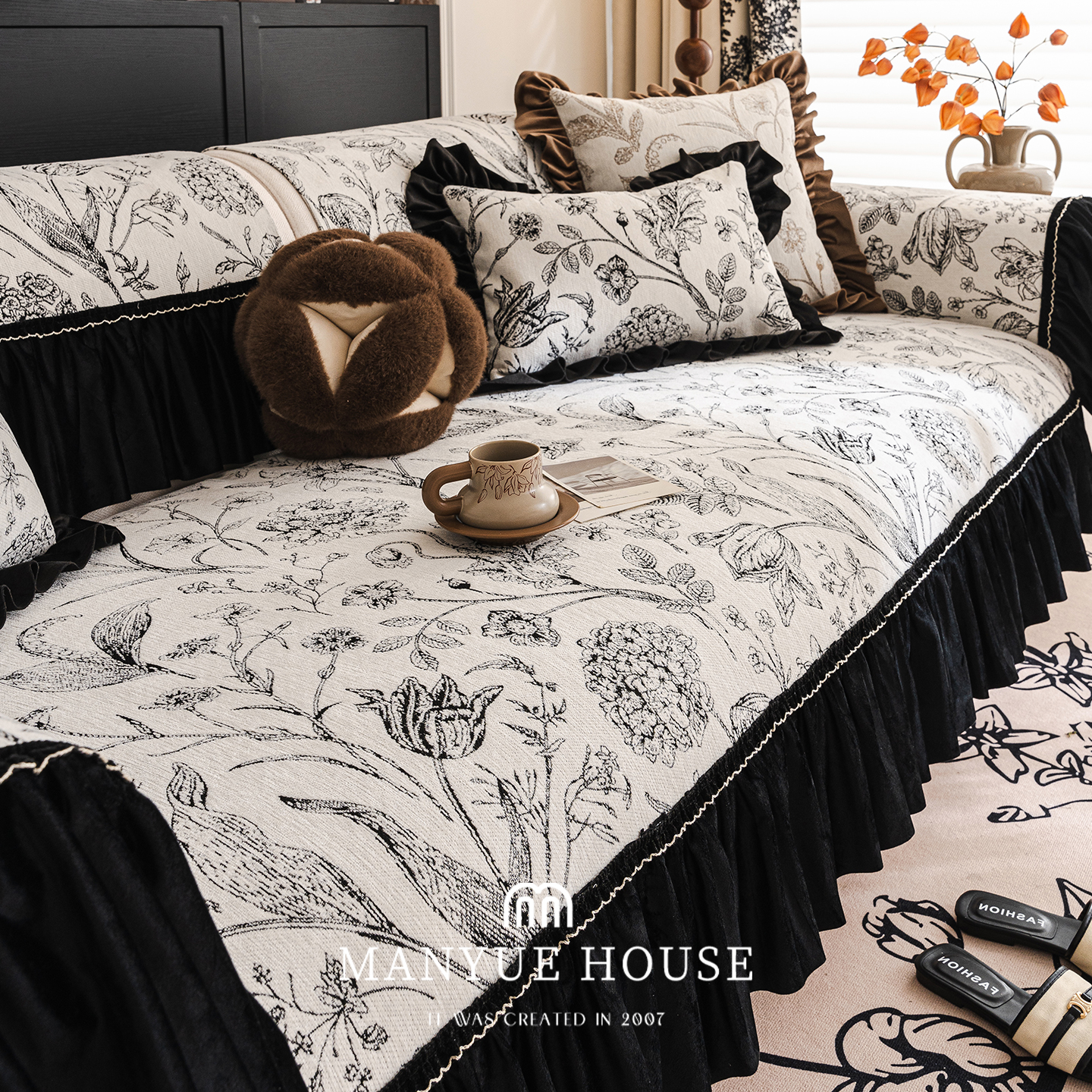 M.life 法式复古沙发垫高级感尔客厅沙发套罩布防猫抓四季款防滑