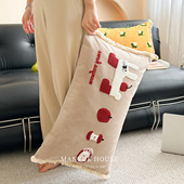 M.life 可爱苹果兔毛巾绣长条抱枕腰枕靠背抱枕靠垫沙发腰靠含芯