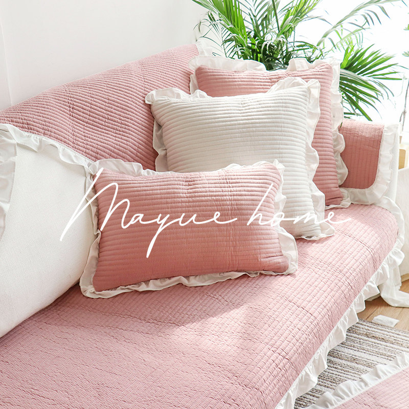 蔓越家法式复古水洗全棉沙发垫少女心纯棉沙发坐垫单双人座垫罩巾,居家布艺,沙发垫,淘宝优惠券,粉丝福利购,淘宝优惠卷