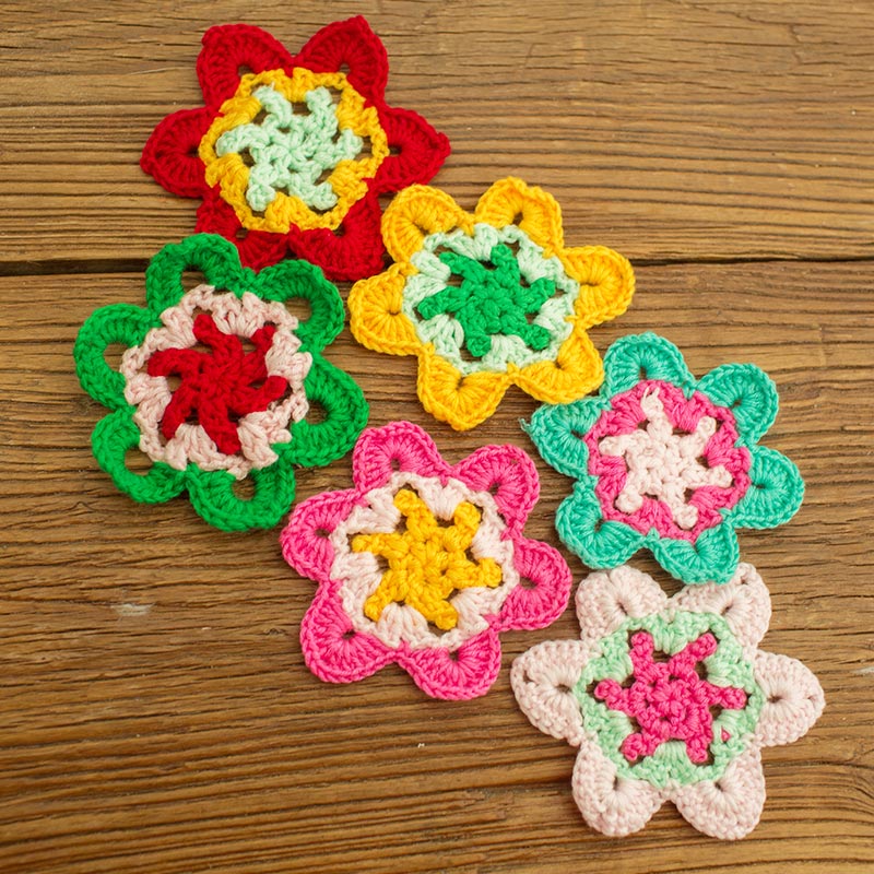 牛奶棉毛线杯垫 手钩钩针织餐垫 多色搭配六角小花镂空森系隔热垫|ruв категории домашний ткань, скатерть, коврик - от Buy2taobao.com для оказания профессиональной услуги покупки агента Taobao