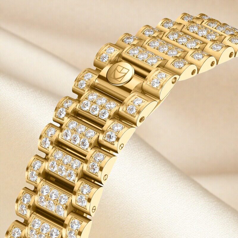 新款满钻半钻满天星手表表带适用20mm口【单表带】高级感镀金,手表,配件,淘宝优惠券,粉丝福利购,淘宝优惠卷