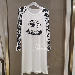 睡裙 抗菌长袖 爱慕儿童新款 家居牛奶丝奶皮衣AK344C481女童秋季