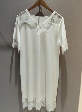 SALUTE莎露特LN20C4棉+桑蚕丝女士舒适短袖长裙家居服睡裙3380