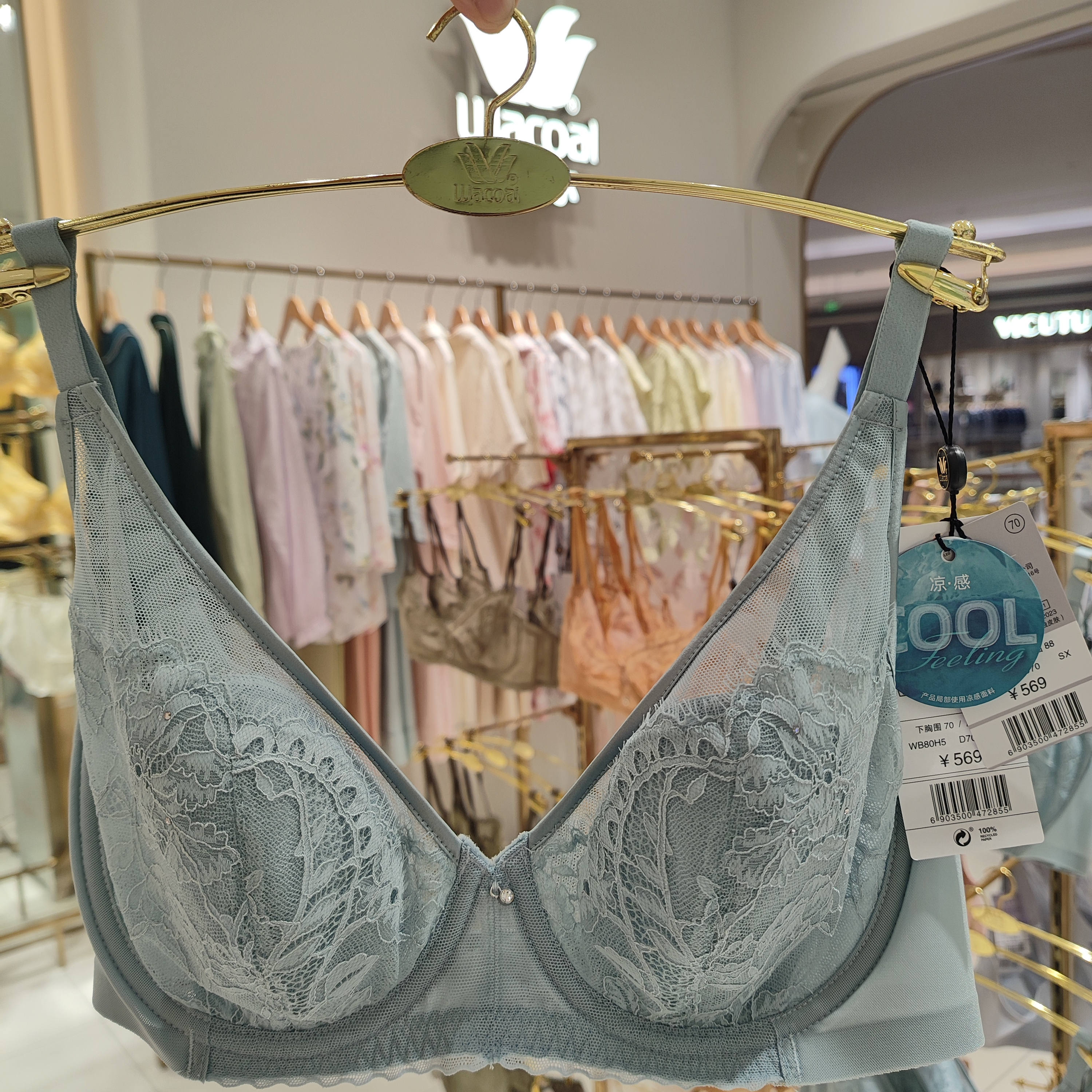 华歌尔WB80H5全罩杯薄杯软钢圈大胸显小CDEF文胸569