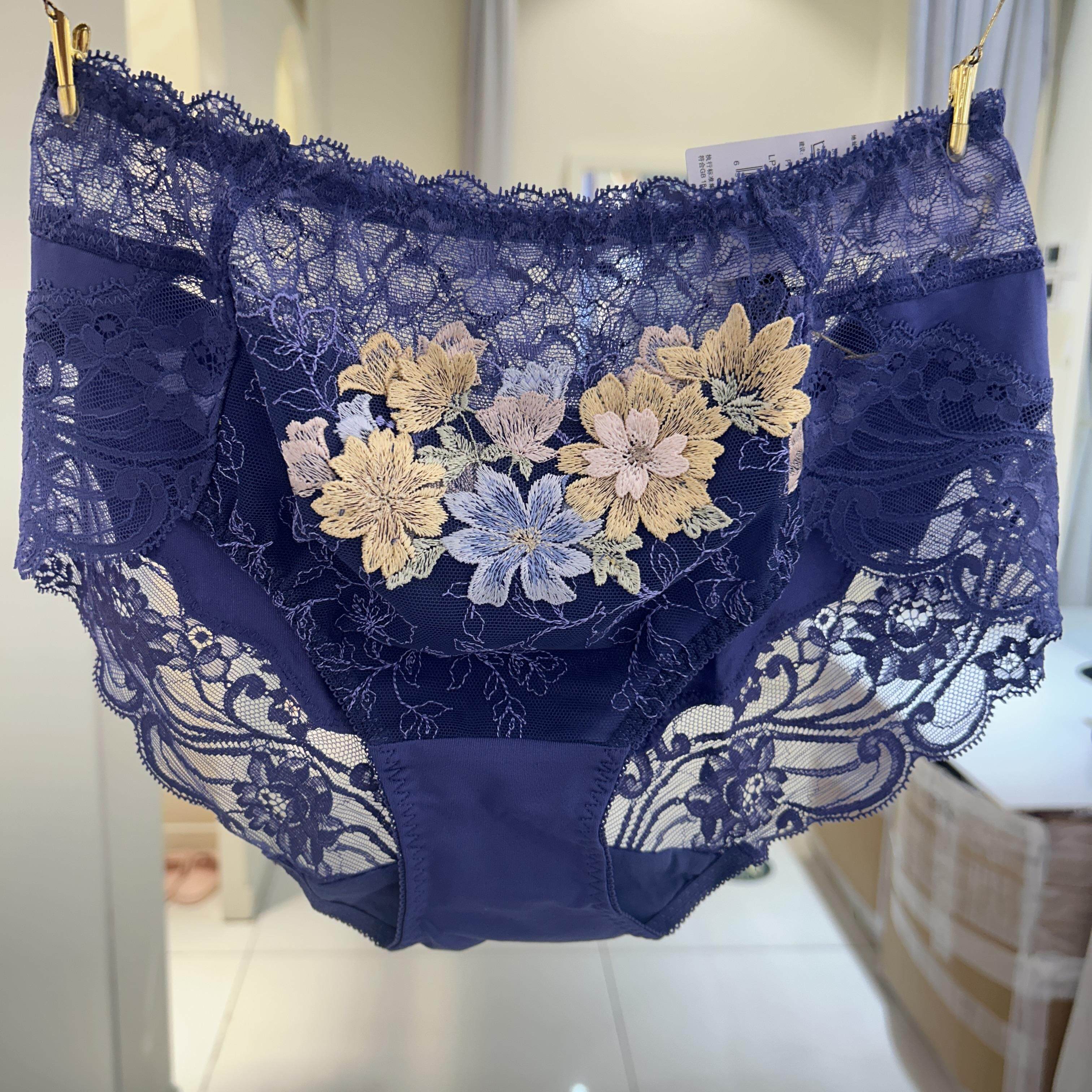 莎露特LP3104女式刺绣蕾丝中腰裤