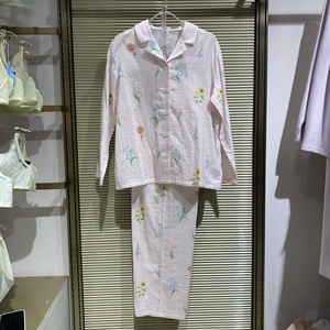 爱美丽25春夏花庭香颂纯棉双纱布翻领套装IM46BXM2长袖长裤