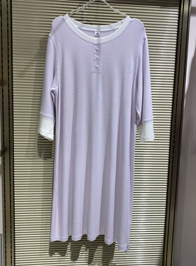 IM44CBX1爱美丽25新品IM舒然呼吸绒圆领套头七分袖睡裙369