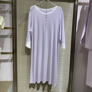 IM44CBX1爱美丽25新品 睡裙369 IM舒然呼吸绒圆领套头七分袖