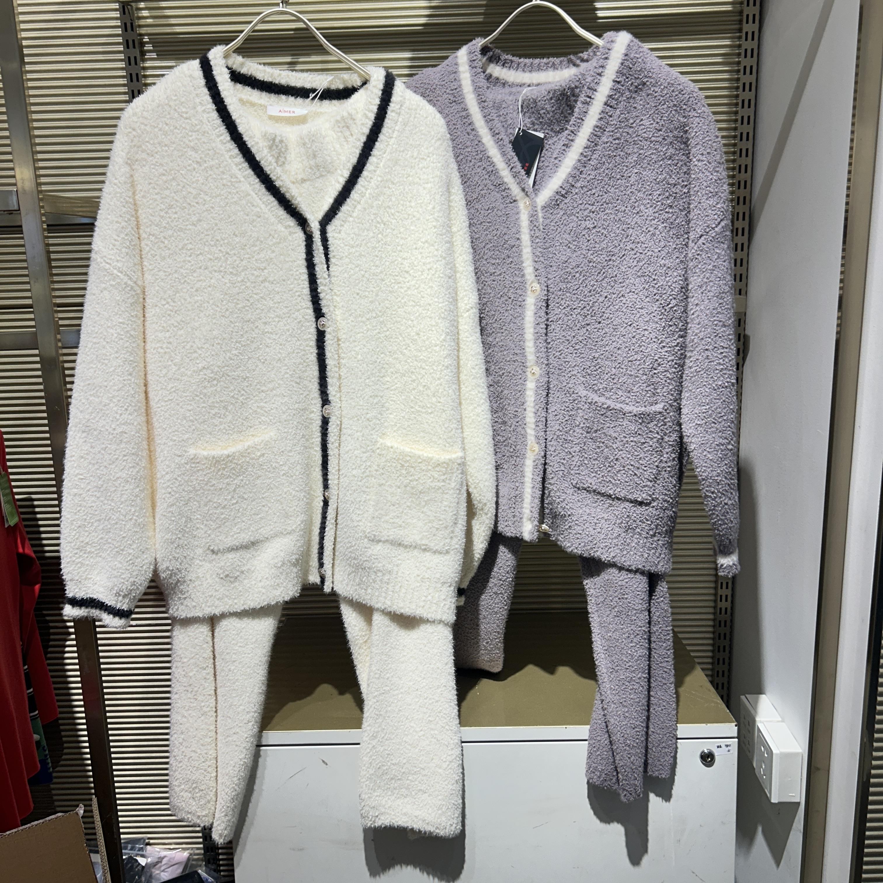 专柜直邮爱慕24年款冬日摩卡开衫长袖长裤睡衣套装AM46A131