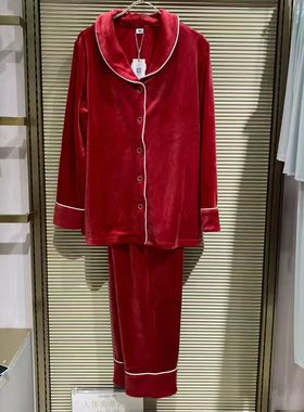 IM46CAA1爱美丽无毛撸猫绒本命年家居服情侣套装秋冬红色可外穿