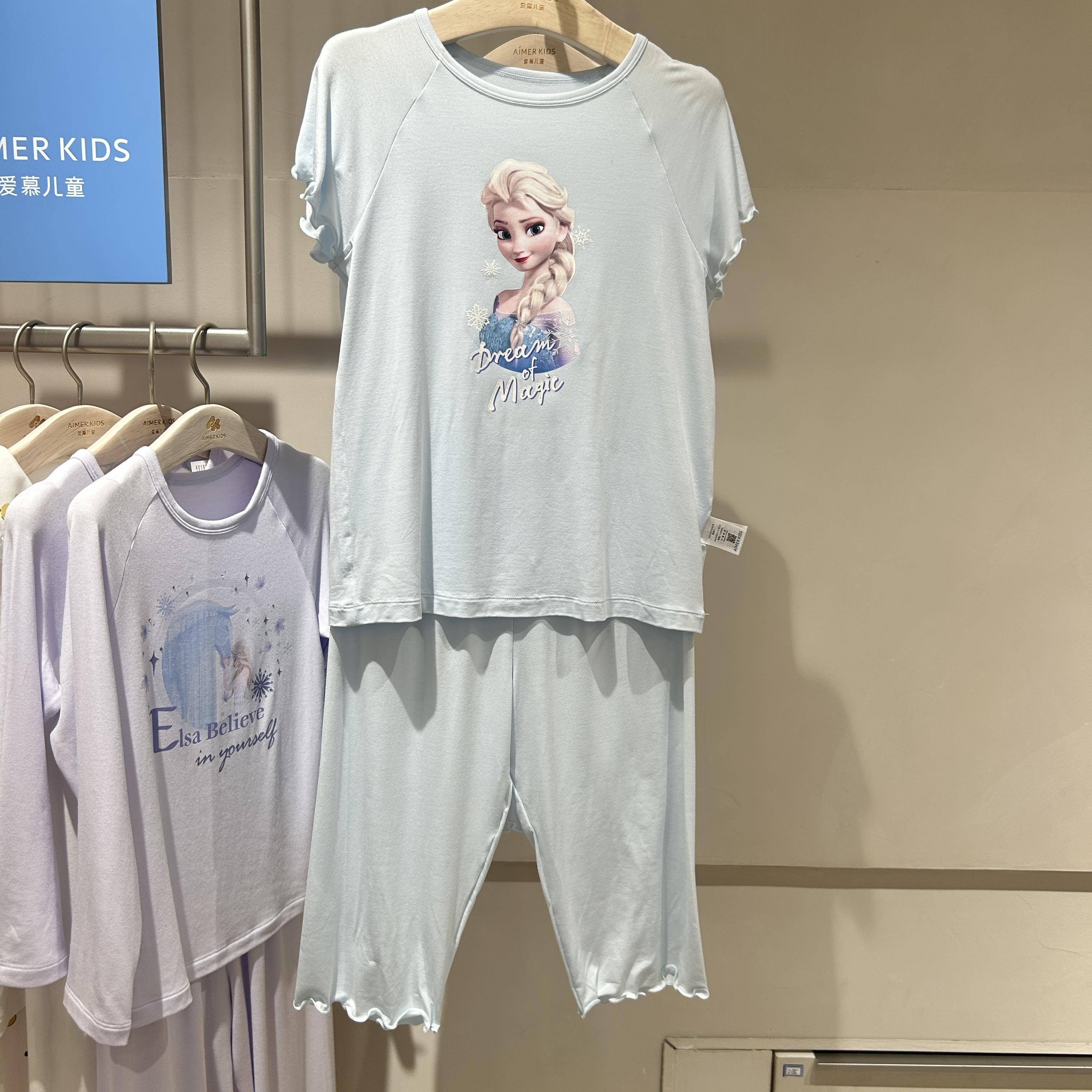 爱慕儿童AK143H171冰雪奇缘爱莎短袖七分裤吊牌559